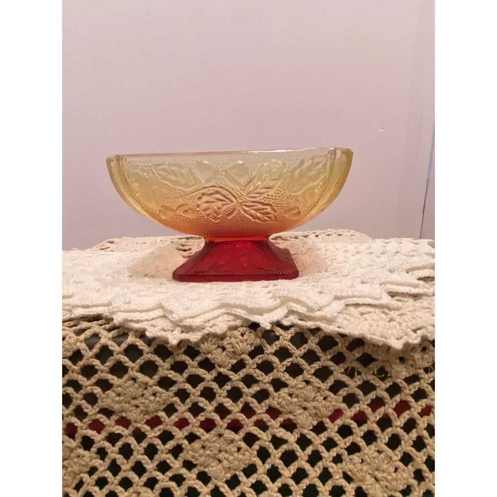 Vintage Jeannette glass‎ candy/nut dish Amberina